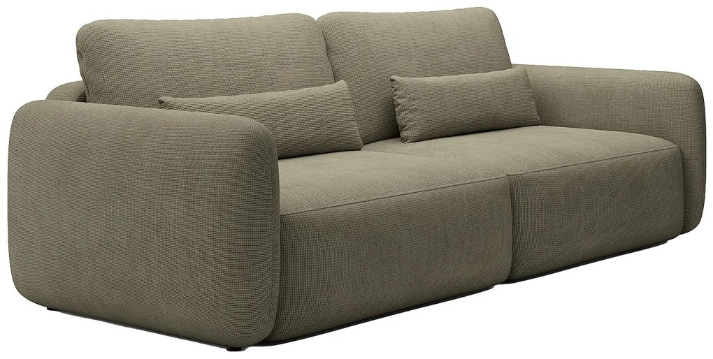 Kanapa 3-osobowa rozkładana z zieloną teksturowaną tapicerką - VOPOZA