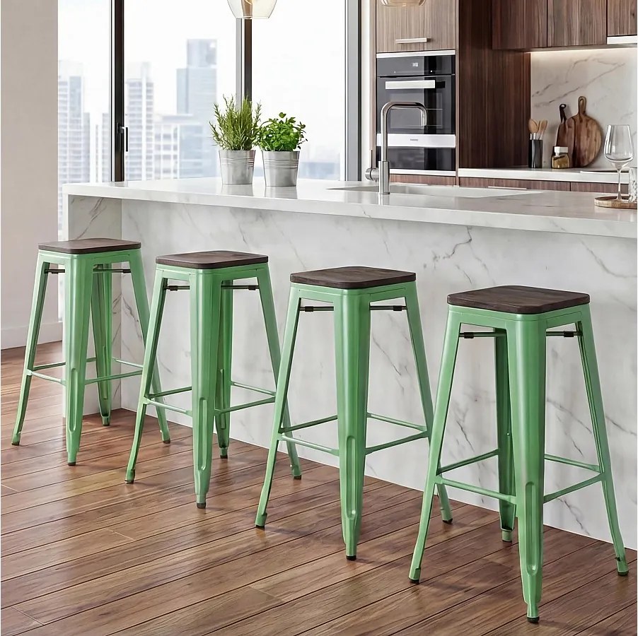 Stołek barowy MCW-A73 (zestaw 4 sztuk),  Zielony