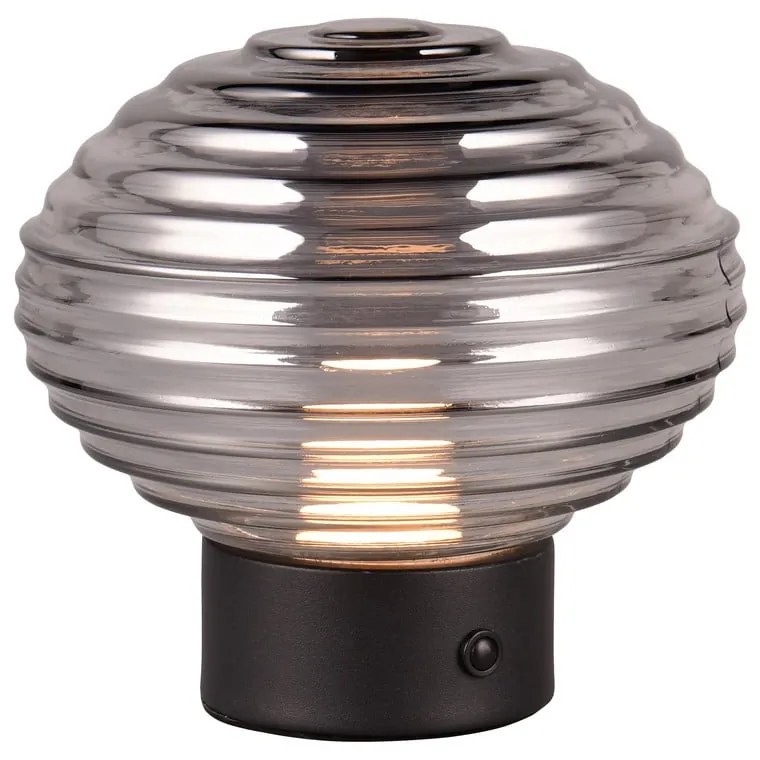 Czarno-szara lampa stołowa LED ze ściemniaczem i szklanym kloszem (wys. 14,5 cm) Earl – Trio