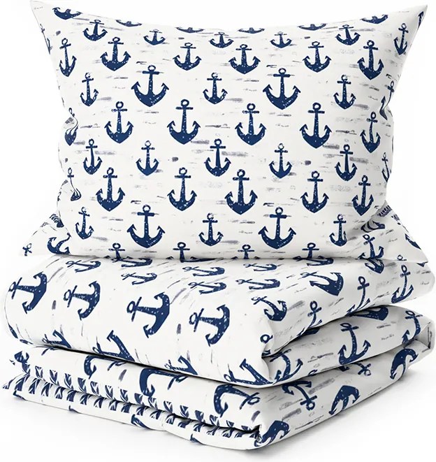 PrzytulneMieszkanie.pl PrzytulneMieszkanie.pl Bawełniana pościel NAVYSTA POLY niebiesko-biała Rozmiar pościeli: 70 x 90 cm | 140 x 200 cm