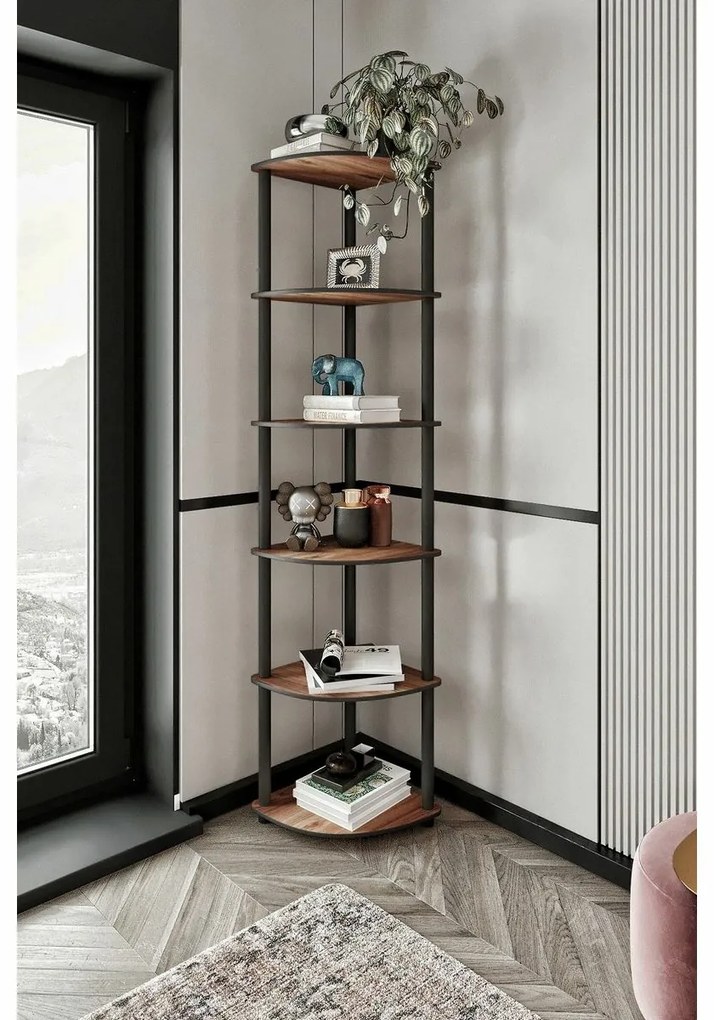 Regał Corner Walnut, 6 półek, M