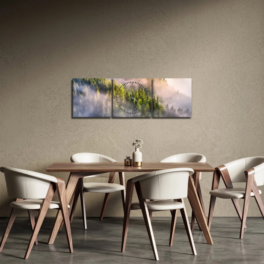 Obraz górskiego krajobrazu (z zegarem) (90x30 cm)