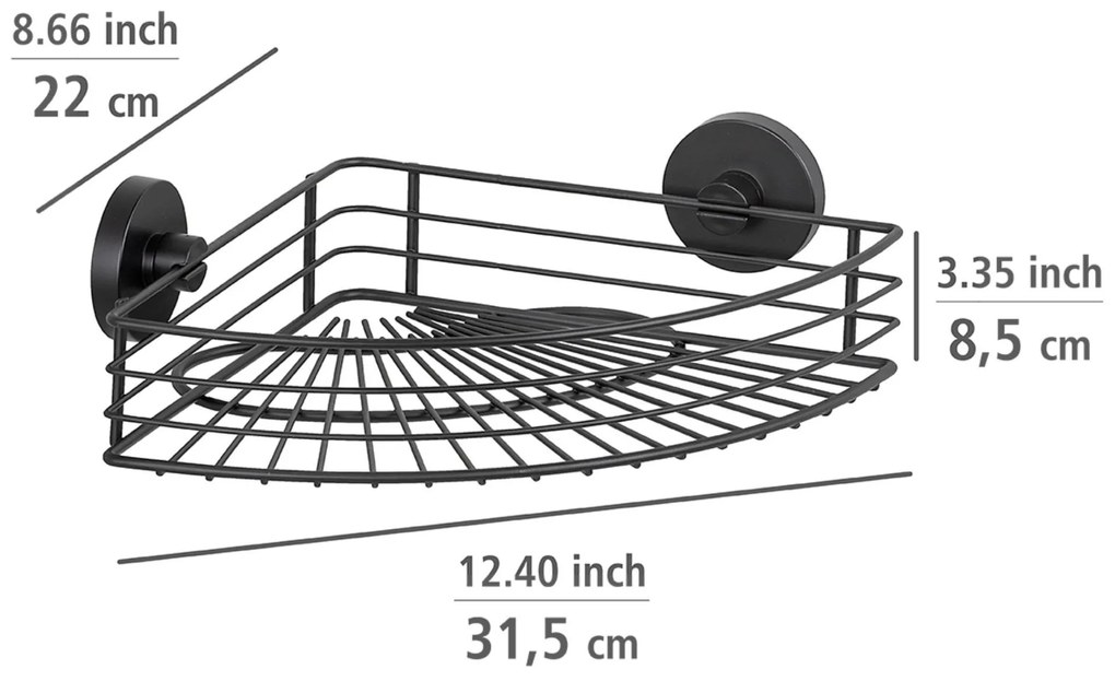 Narożna półka pod prysznic BARI Vacuum-Loc, metalowa, WENKO