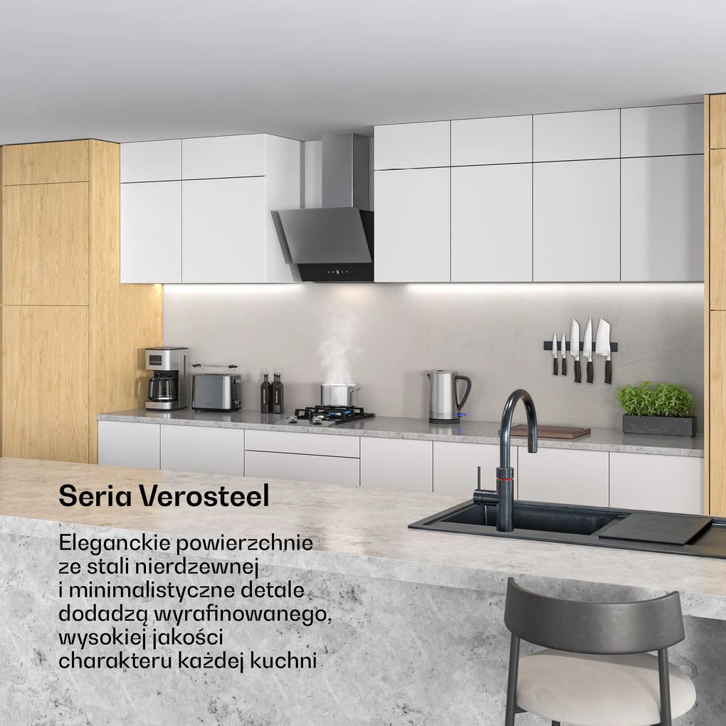 Klarstein Verosteel Smart  Okap przyścienny skośny 45 cm