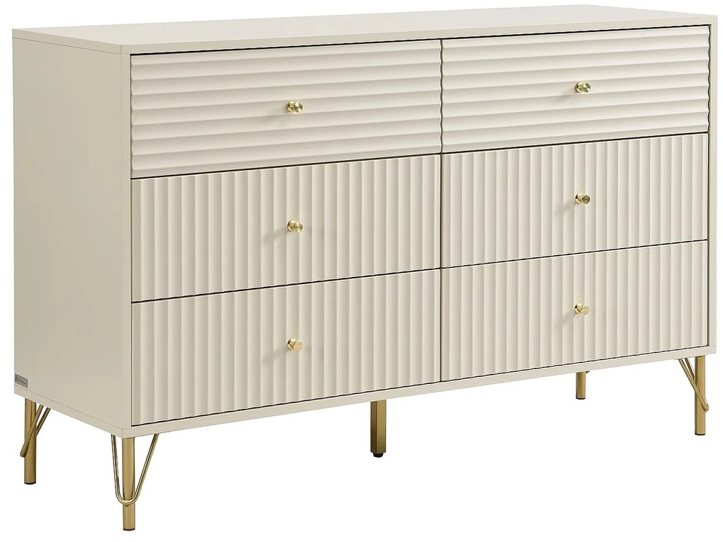 Komoda 6 szuflad - Beżowa - LOUREO