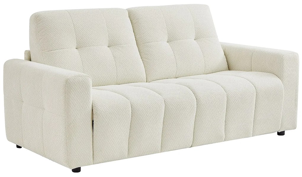 Kanapa  3-osobowa rozkładana z beżowej tkaniny szenilowej ISISTIA