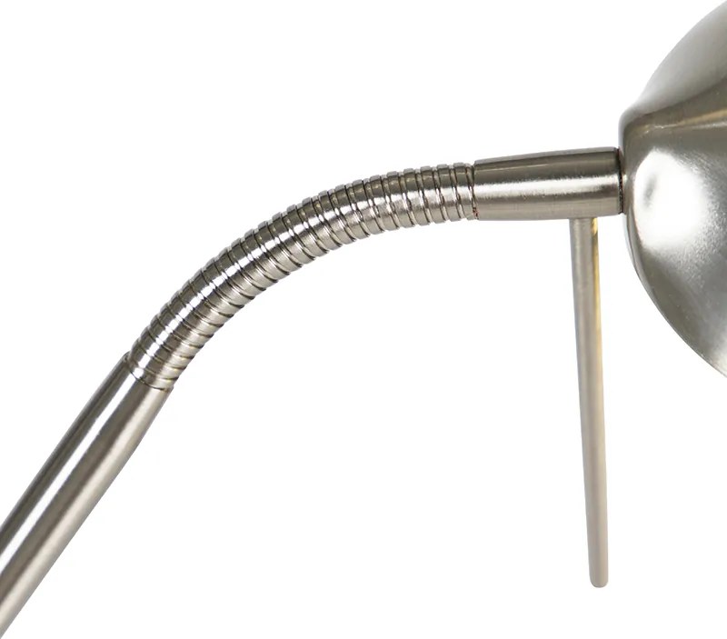 Stalowa lampa podłogowa z lampką do czytania, w tym ściemniany LED w Kelwinach - Diva