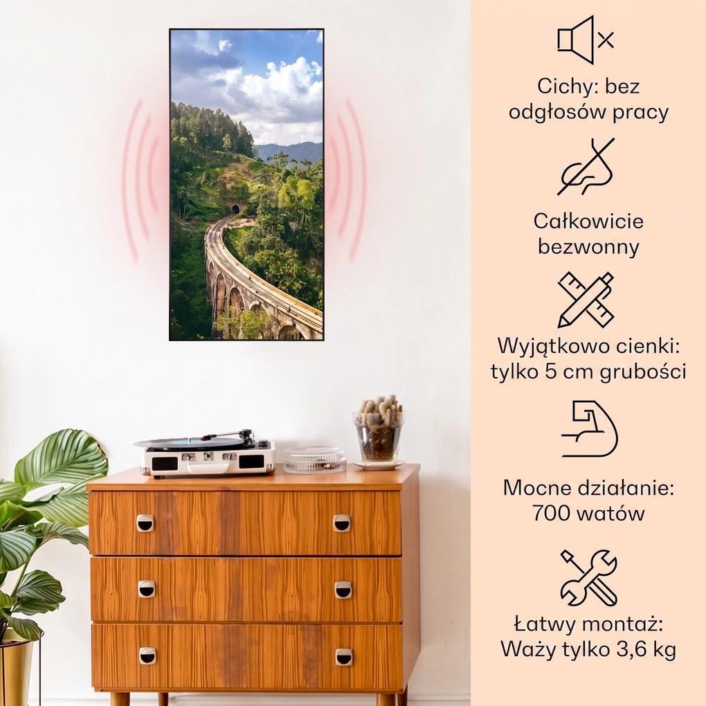 Klarstein Wonderwall Art Smart 700W Panel na Podczerwień W Formie Obrazu Pociąg