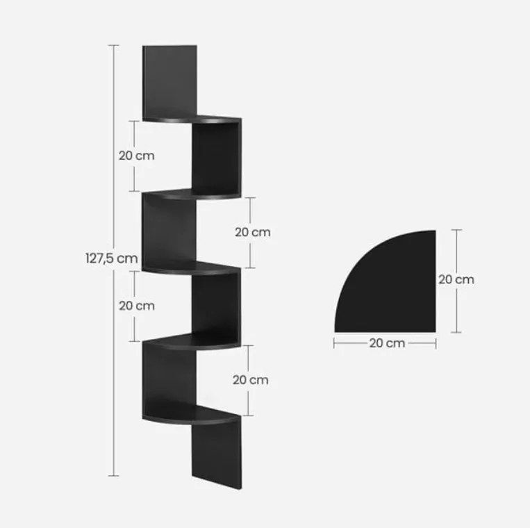 Narożna półka ścienna czarna ESTANTE