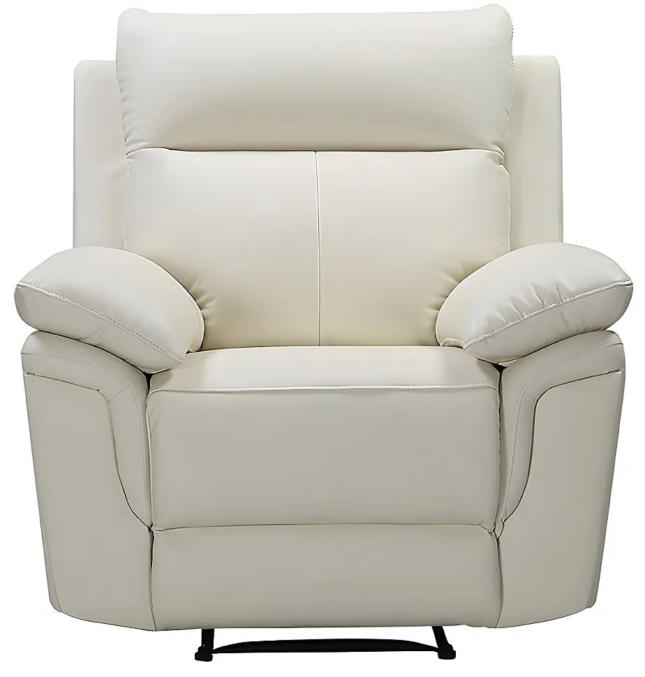 Fotel ze skóry bawolej z funkcją relax PAKITA - kość słoniowa