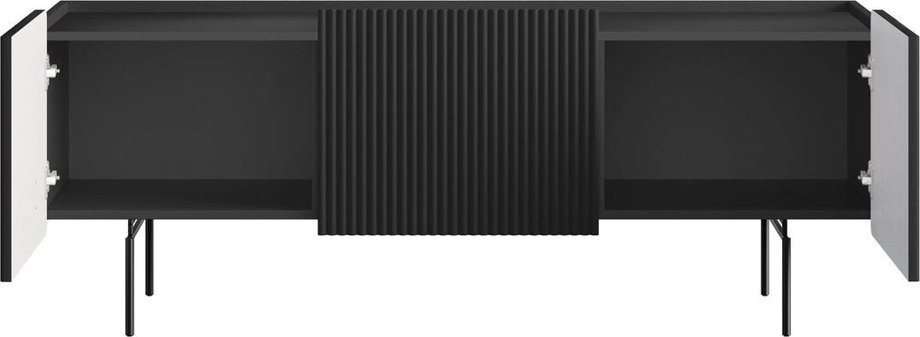 Szafka RTV Malmi 150 cm - czarny mat / czarne nóżki