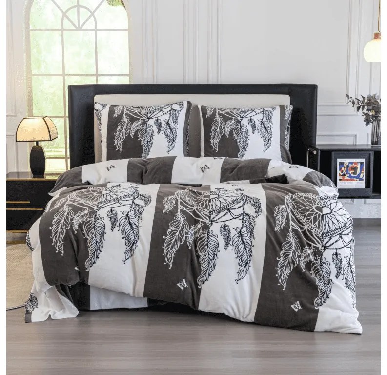 PrzytulneMieszkanie.pl PrzytulneMieszkanie.pl Pościel z mikropluszu TIRSO szaro-biała Rozmiar pościeli: 70 x 90 cm | 140 x 220 cm