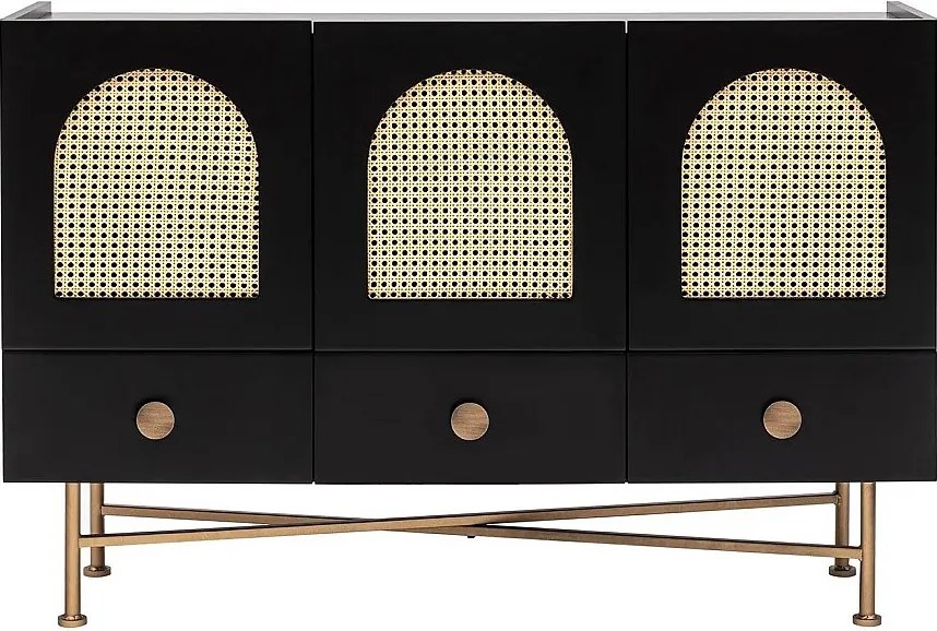 Komoda – 123 cm x 63 cm x 38 cm – Czarna – Płyta wiórowa