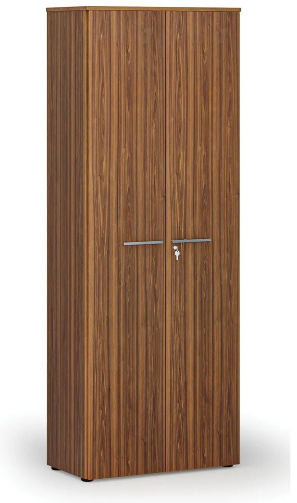 Szafa biurowa z drzwiami PRIMO WOOD, 800 x 420 x 2128 mm, orzech