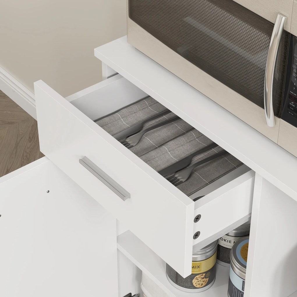 HOMCOM Szafka Kuchenna, Buffet z Szufladą, Drzwi z Cichym Zamknięciem, 80x35x180 cm, Biały