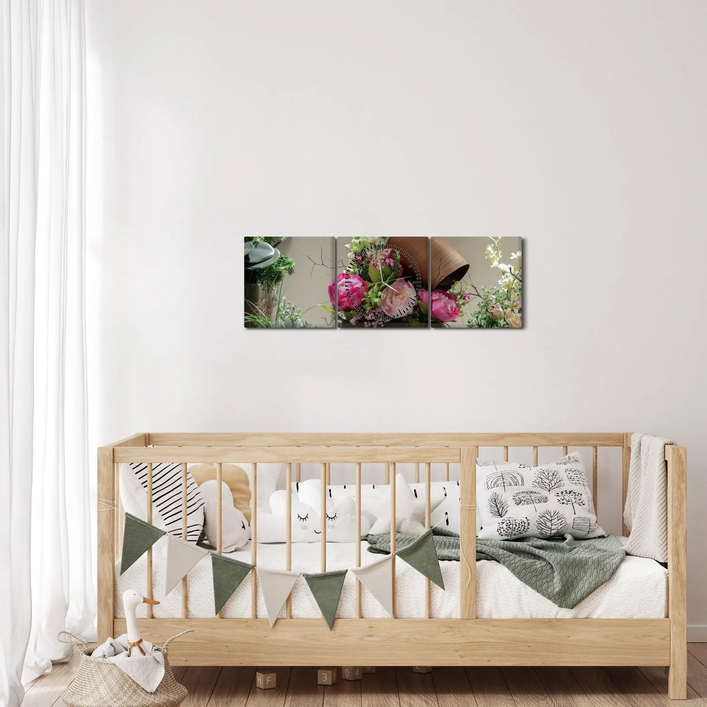 Obraz - Róża dla Ciebie (z zegarem) (90x30 cm)