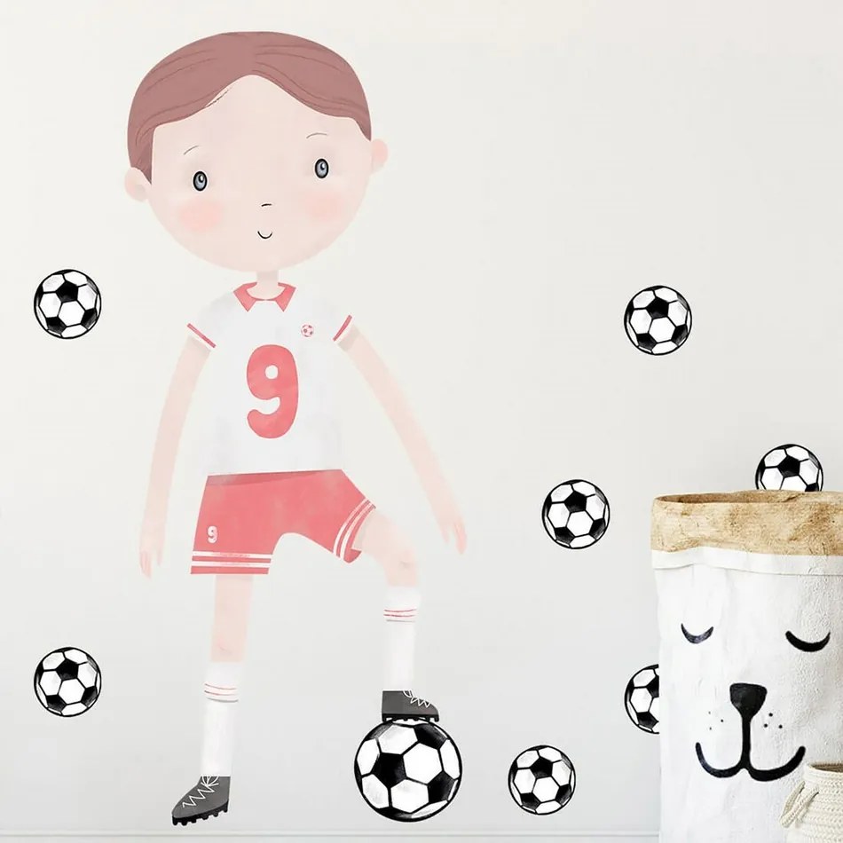 Bayo Naklejka ścienna Piłkarz, czerwony