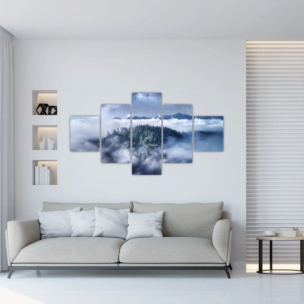 Obraz lasu we mgle (125x70 cm)