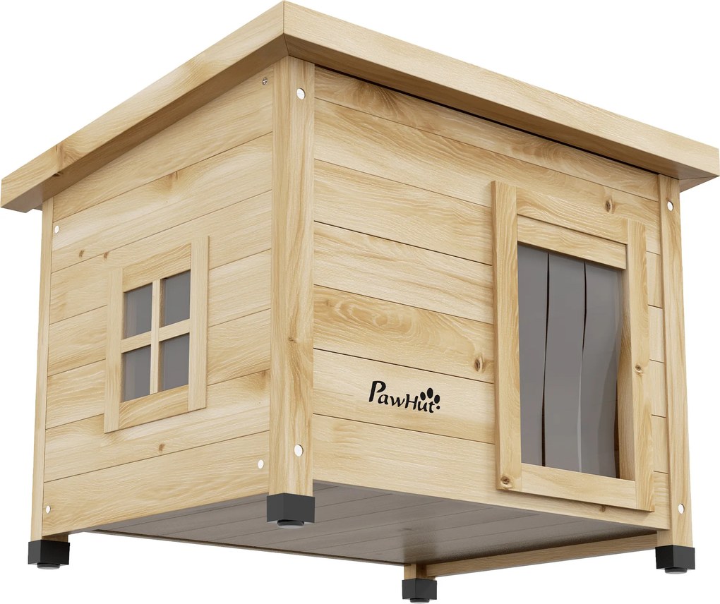 PawHut Domek dla kota, koci domek, kocia jaskinia, odporny na warunki pogodowe, dla kota do 6 kg, 57 x 45 x 43 cm, naturalny
