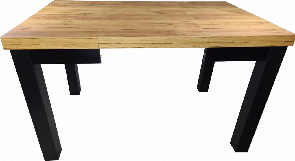 Stół prostokątny rozkładany 100x150 + 4x50cm wkładki , czarne nogi, Dąb Craft Nogi Drewniane