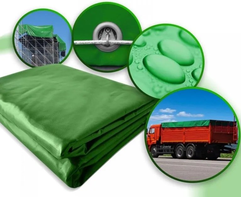 JAGO Plandeka 650 g/m², oczka aluminiowe, zielona, 2 x 3 m