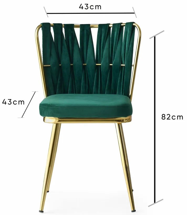 Zestaw krzeseł do jadalni Kusakli Green and Gold,4 szt.