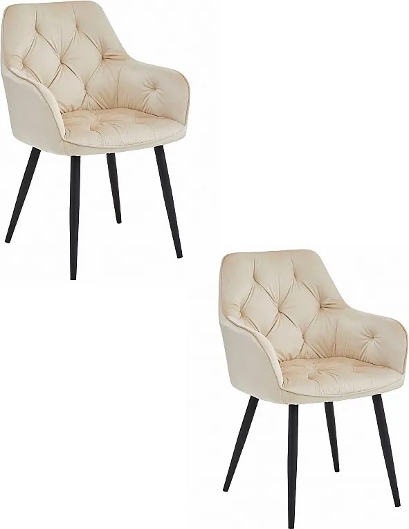 Krzesła do jadalni Valora LUKK – beżowy aksamit z czarnymi nogami x2