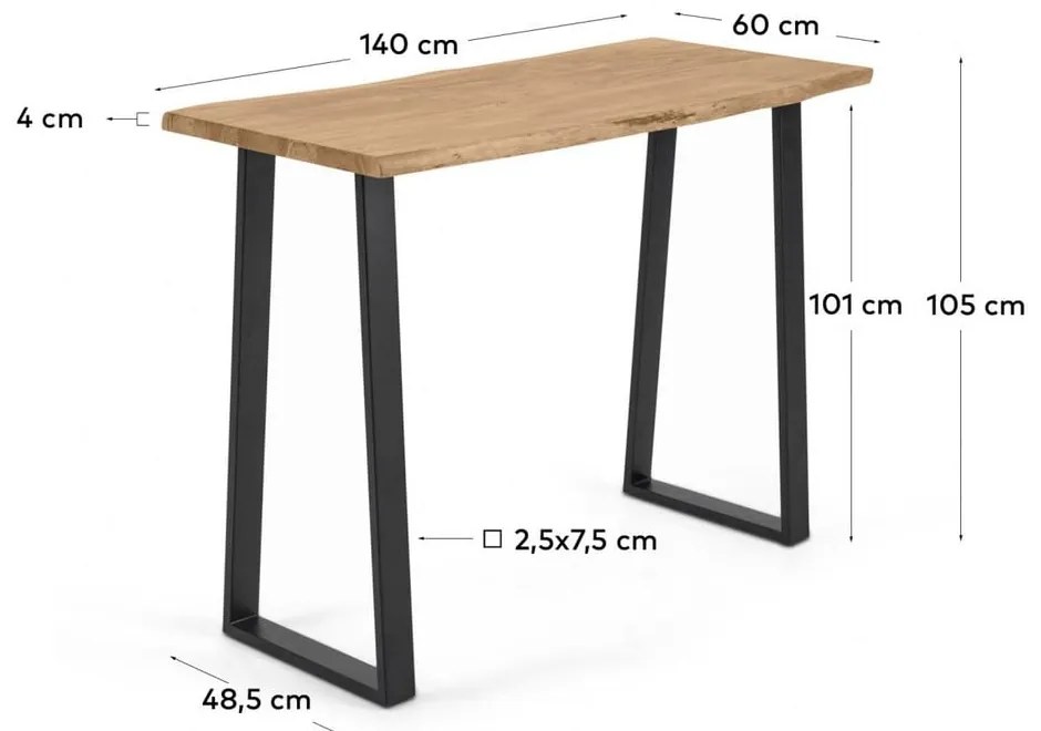 Stolik barowy z blatem z drewna akacjowego 60x140 cm Alaia – Kave Home