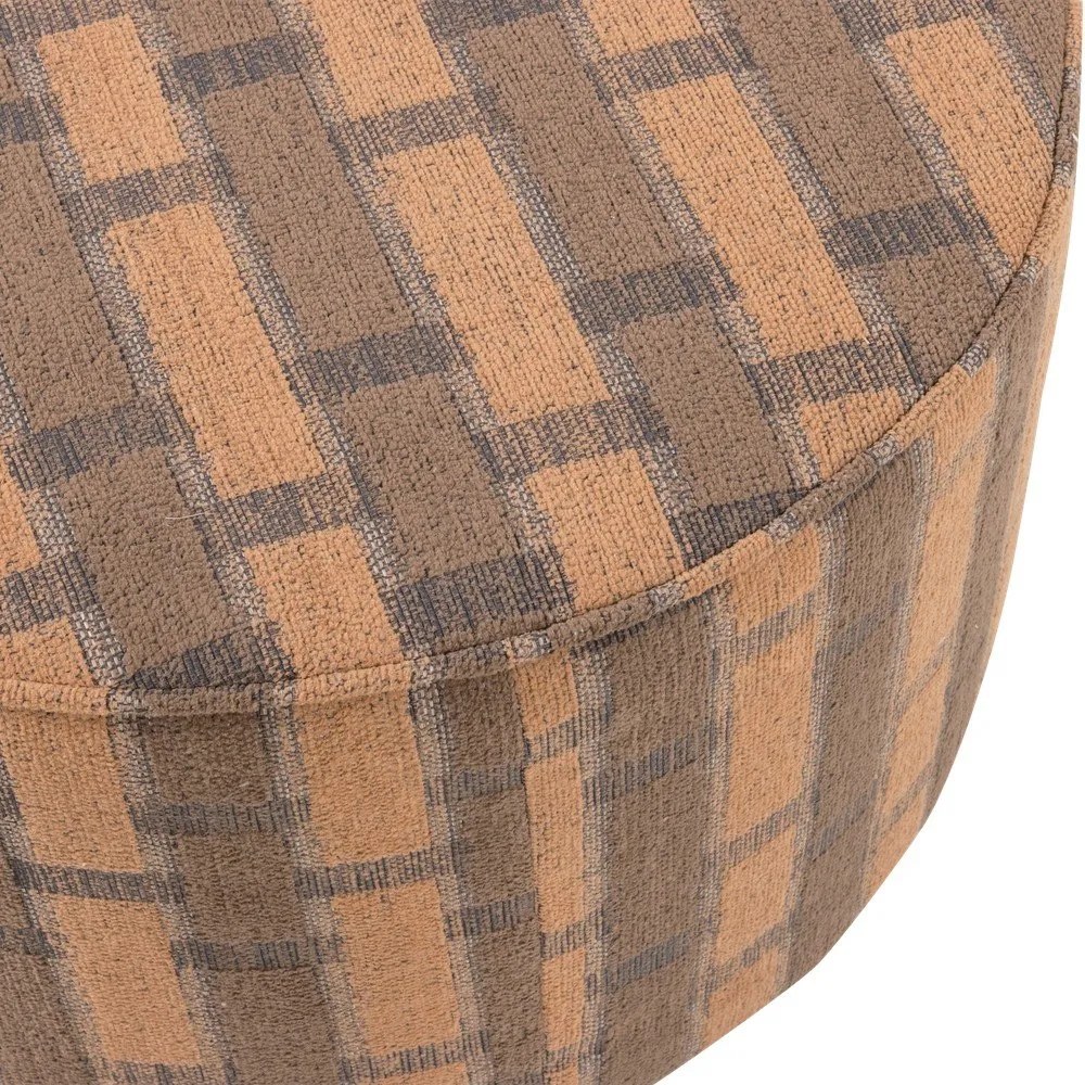 Różowo-brązowy puf z tkaniny szenilowej Sarli – WOOOD