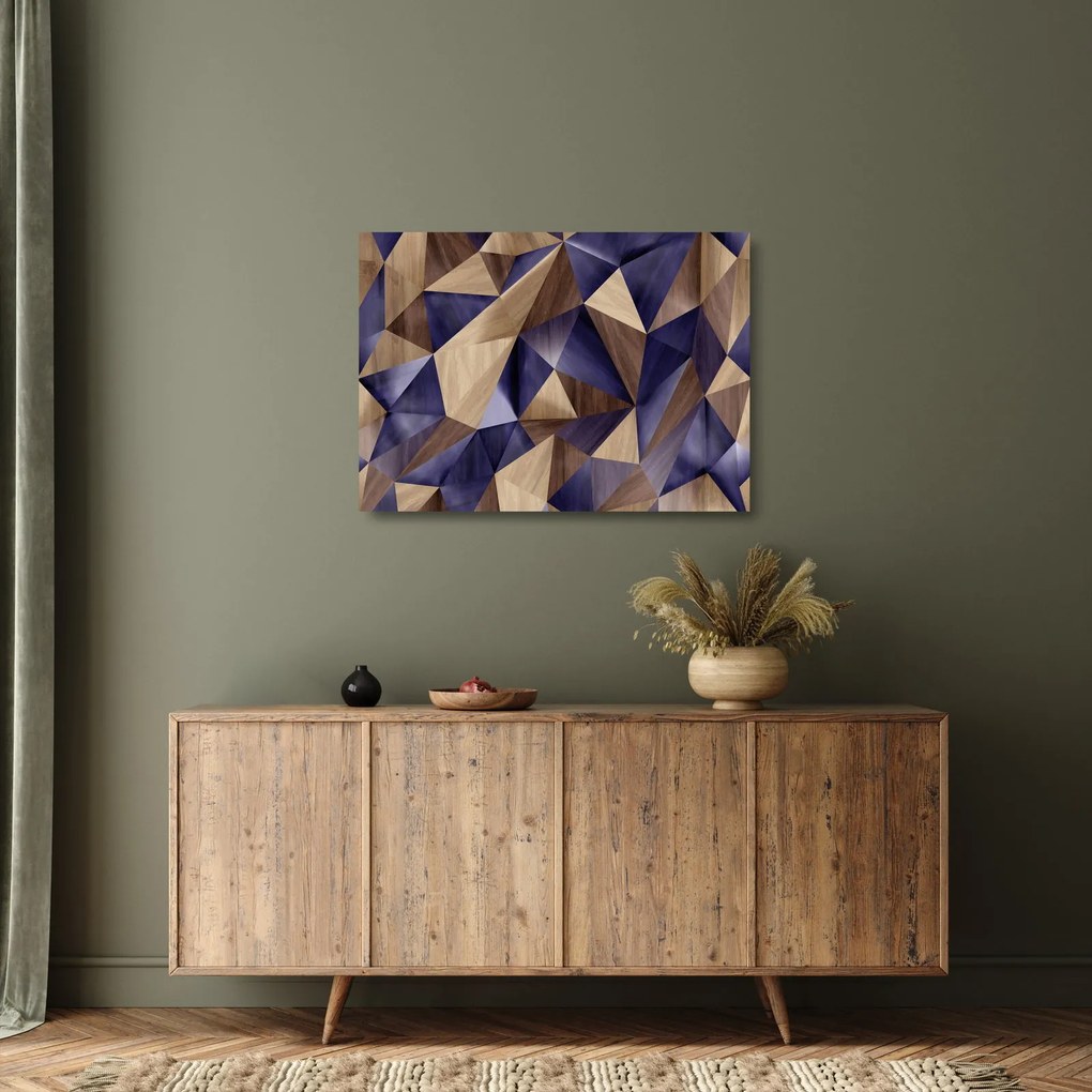 Obraz na szkle - 3D drewniane trójkąty (70x50 cm)