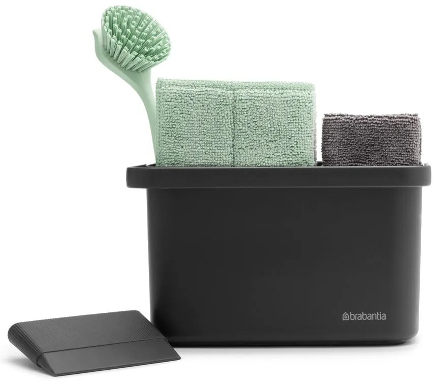 Ciemnoszary zestaw do mycia naczyń z plastiku z recyklingu SinkSide – Brabantia