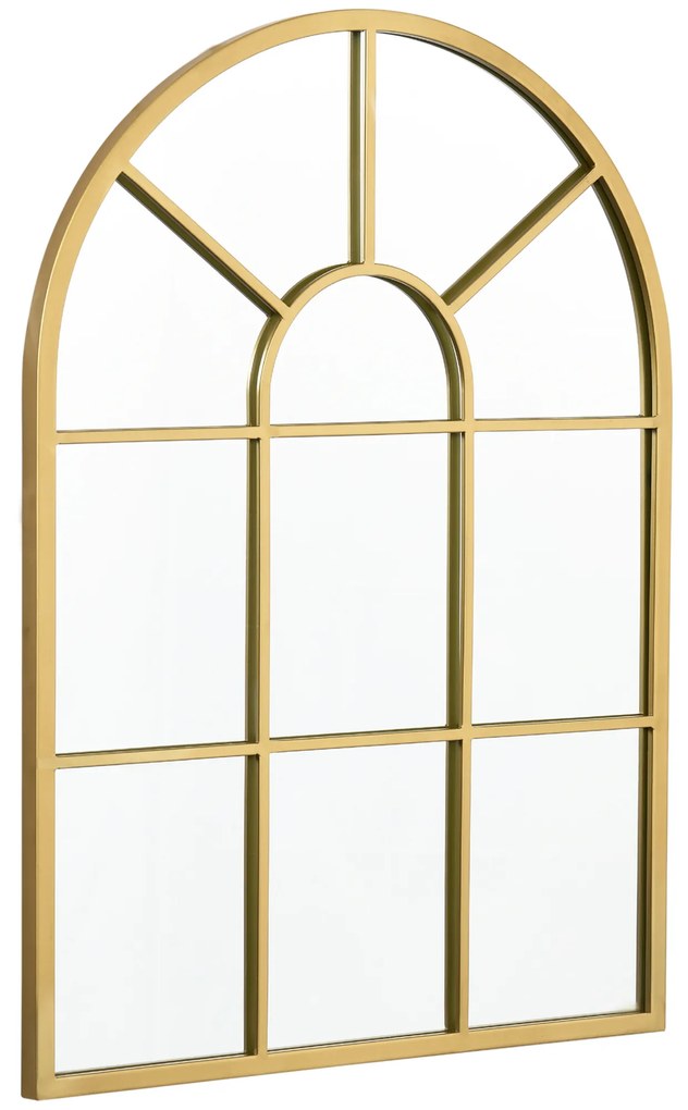 HOMCOM Lustro Okienne z Metalową Ramą, 70 x 50 cm, Złoty