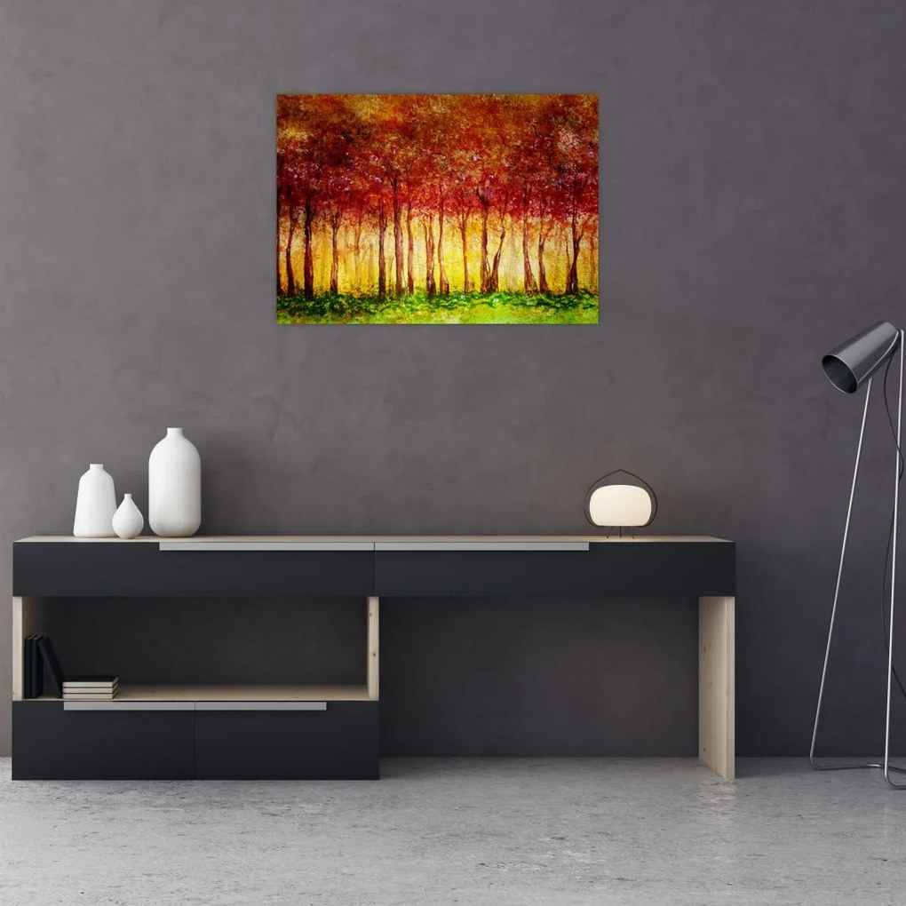 Obraz - Malowanie lasu liściastego (70x50 cm)