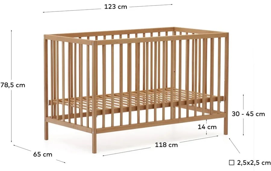 Łóżeczko z litego drewna bukowego 60x120 cm Shantal – Kave Home