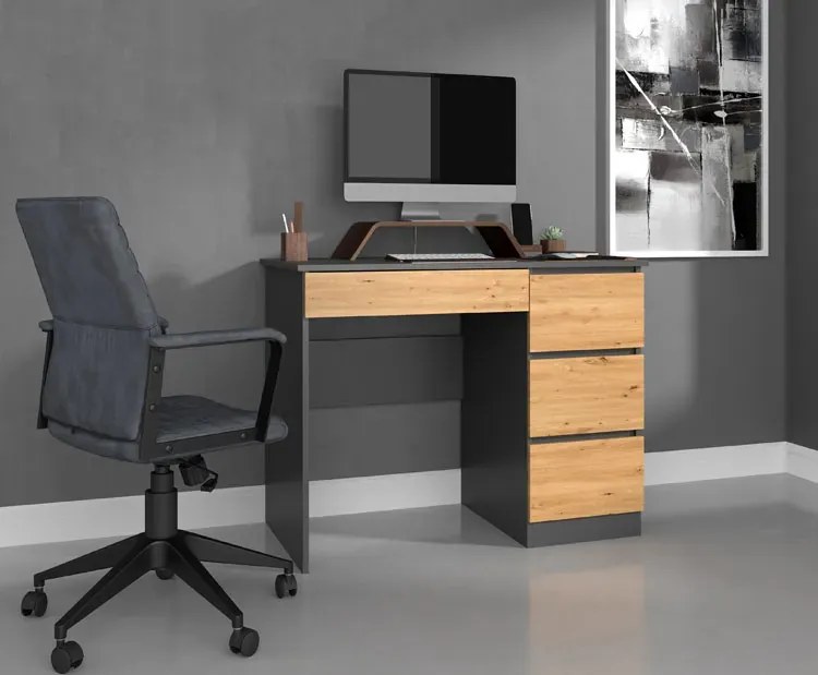 Nowoczesne Biurko Z Szufladami Antracyt Dąb Artisan N2-S20