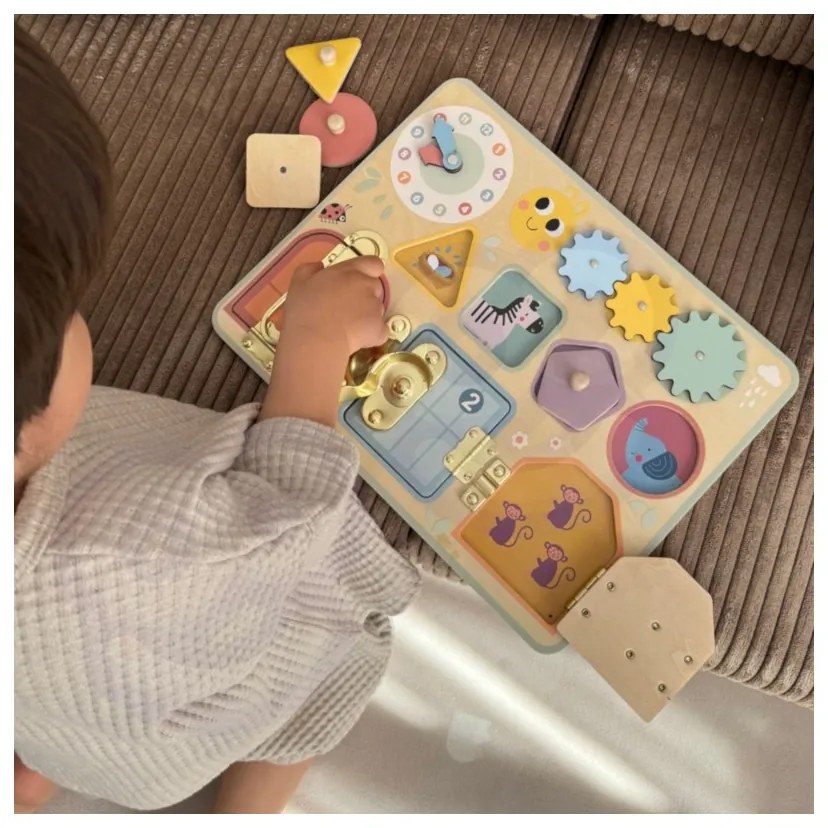 Tooky toy tablica manipulacyjna zamki zębatki sorter zegar