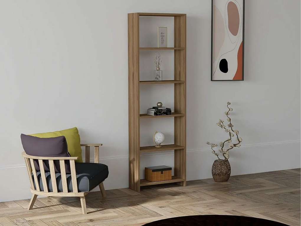 Regał na książki – 50 x 160 x 19,6 cm – kolor orzechowy – płyta wiórowa pokryta melaminą