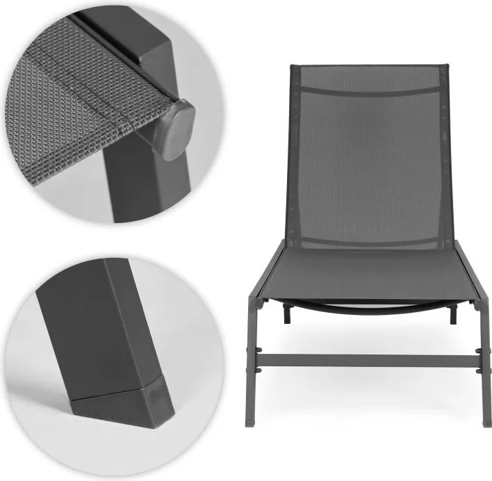 Leżak ogrodowy regulowany Alvero z siatki, kolor szary