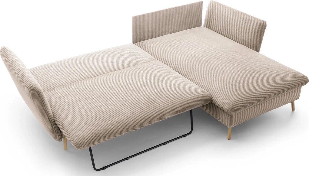 Sztruksowa kanapa narożna rozkładana cappuccino L7-F96