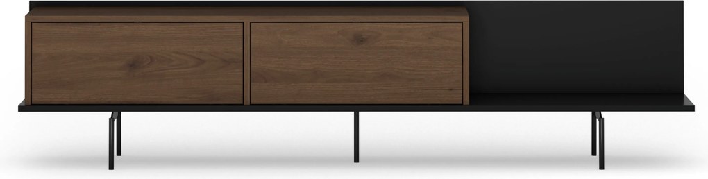 Szafka RTV Zenar 200 cm z metalowymi nogami - orzech elegant / czarny