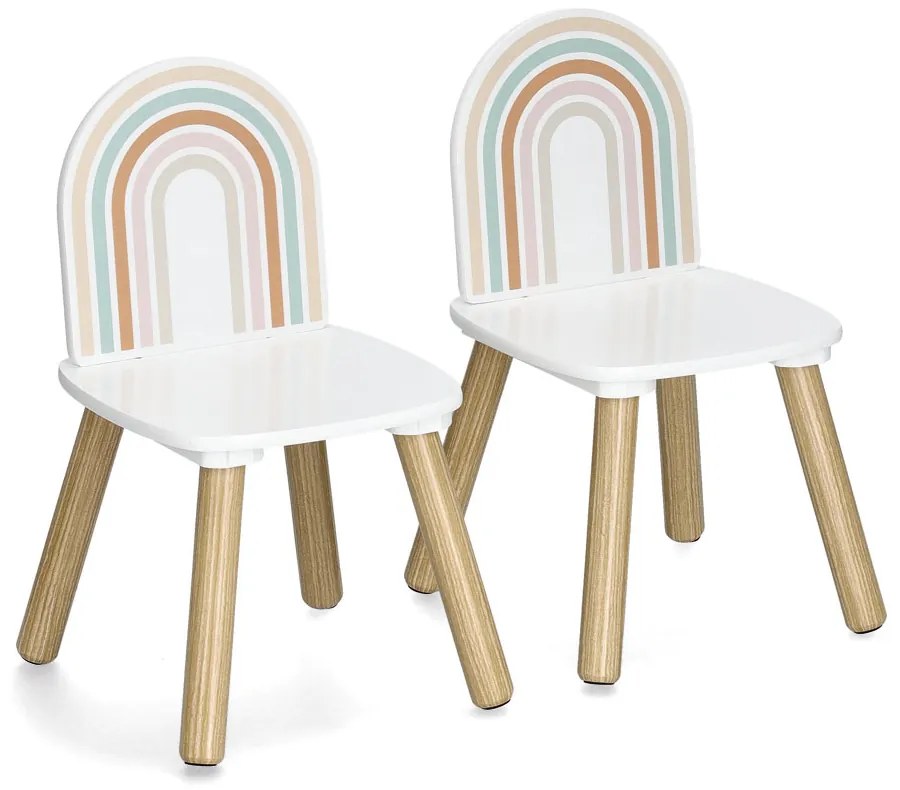 Zestaw mebli dla dzieci RAINBOW z MDF i sosny, stolik + 2 krzesła