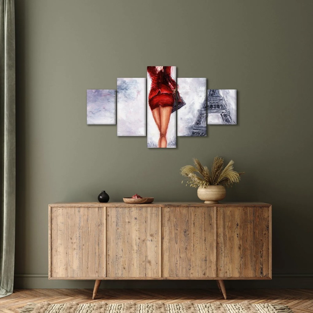 Obraz - Kobieta i wieża Eiffla (125x70 cm)