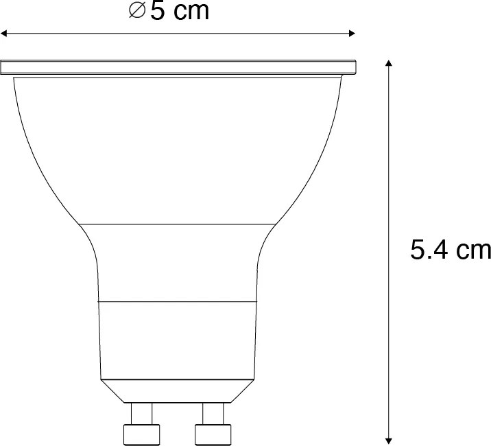 Zestaw 5 ściemnialnych przezroczystych żarówek LED GU10 50mm 2,5W 450 lm 3000K