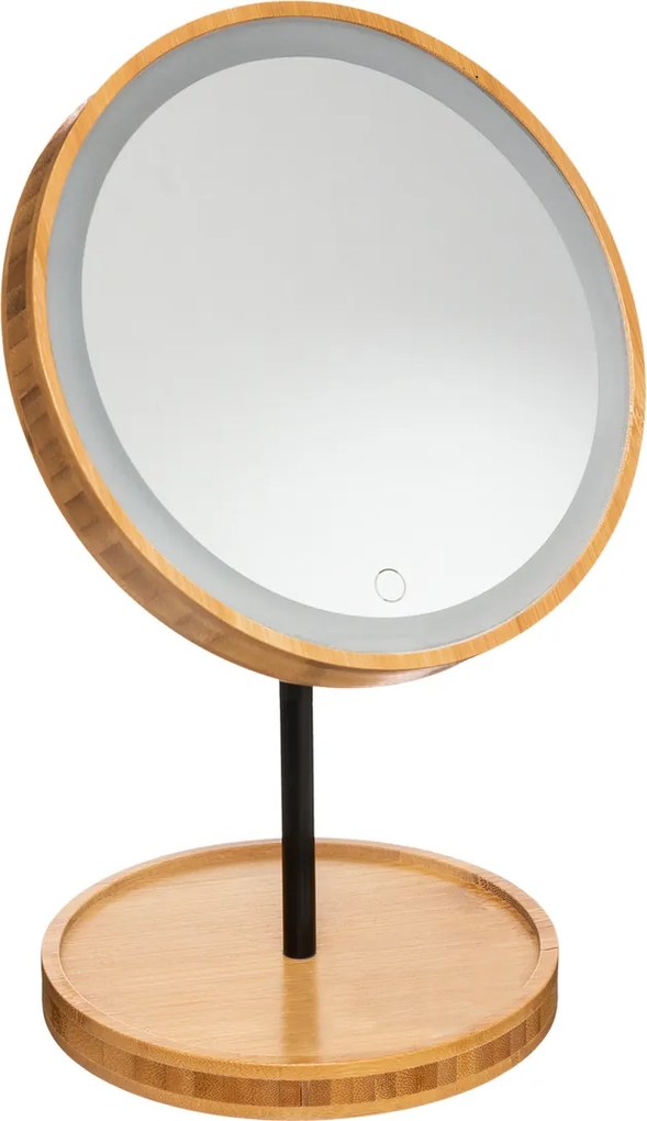 Lusterko kosmetyczne LED, okrągłe, bambus