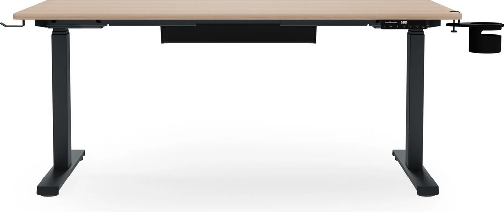 Biurko elektryczne z regulacją wysokości ergonomiczne antracytowe/dąb sonoma,1400x700 mm: ARIA