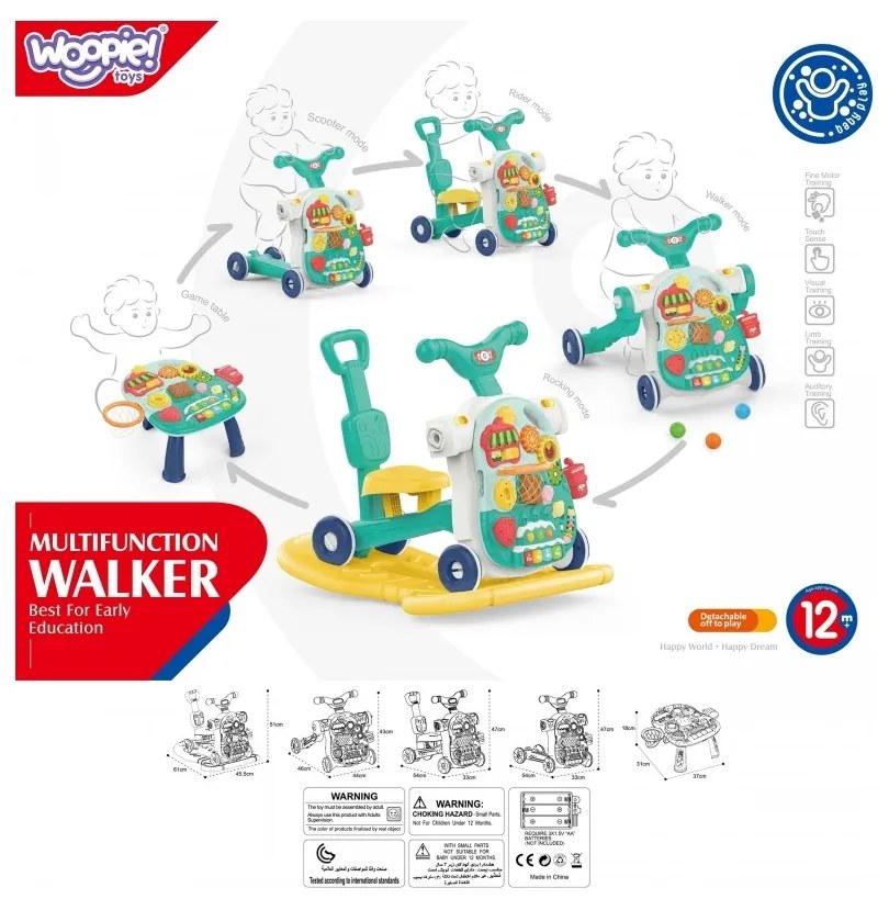 Woopie baby chodzik 5w1 multifunkcyjny różowy 1+