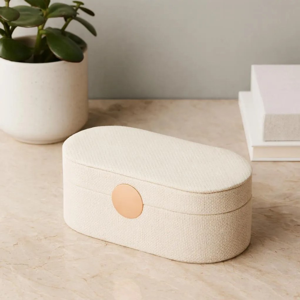 Szkatułka na biżuterię GLINT z lusterkiem w białym kolorze, 25 cm