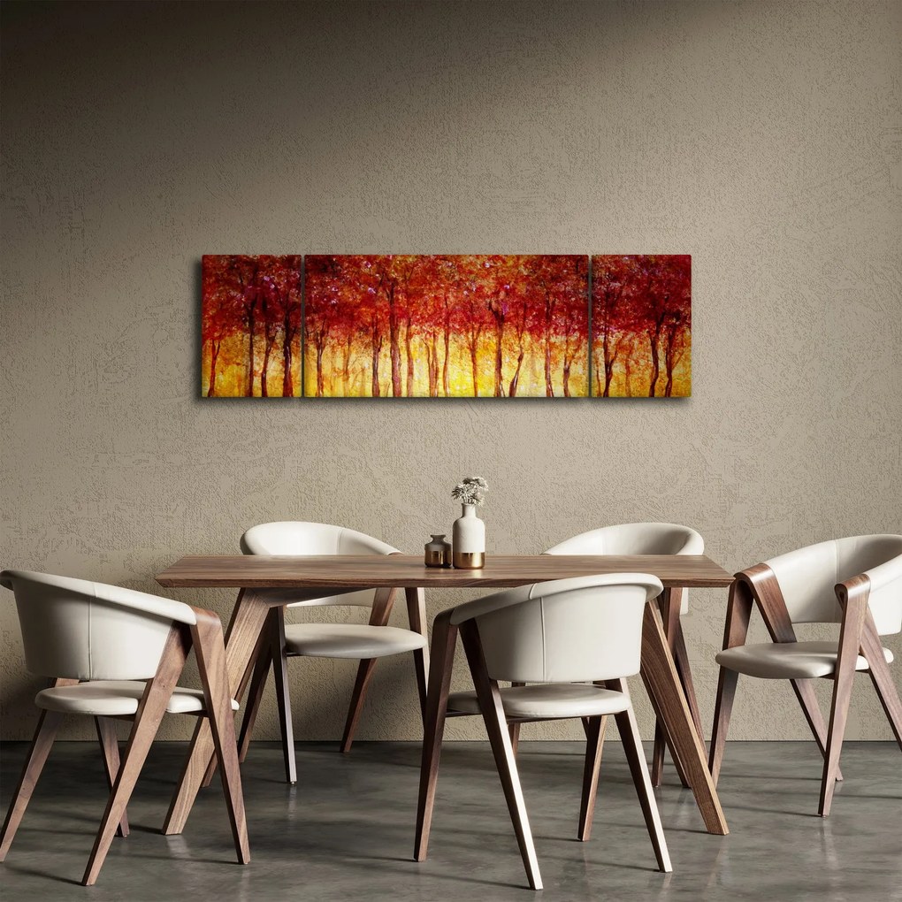 Obraz - Malowanie lasu liściastego (170x50 cm)