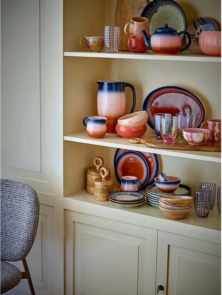 Niebiesko-pomarańczowe ceramiczne miski na zupę zestaw 4 szt. 350 ml Tatum – Bloomingville