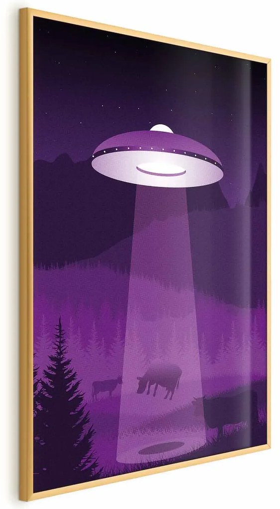 Plakat Ufo 21x30 cm z ramą złotą bez marginesu ARTGEIST B